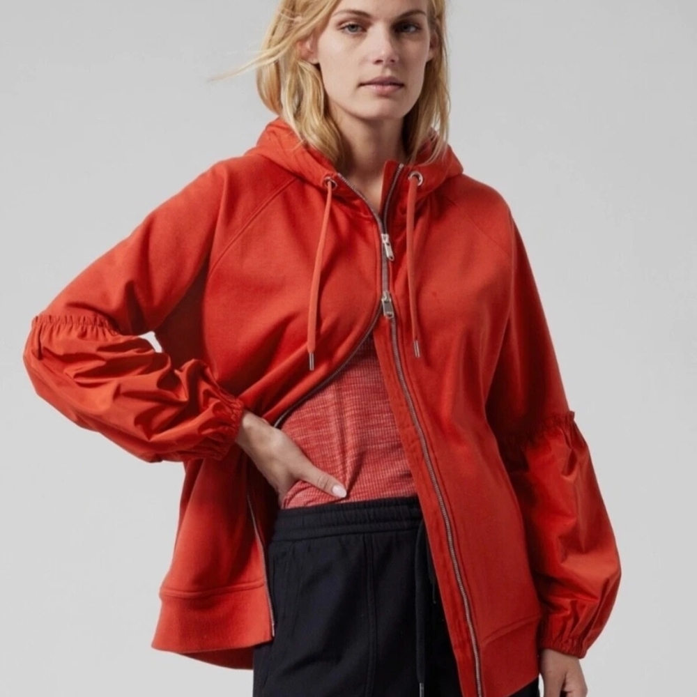 Athleta Red Two Way Zip Up Sweatshirt